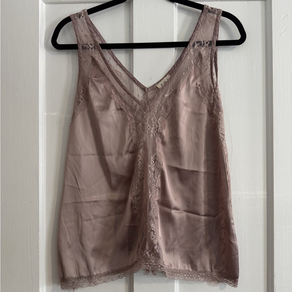 POL Lace Detail Top in Beige Small